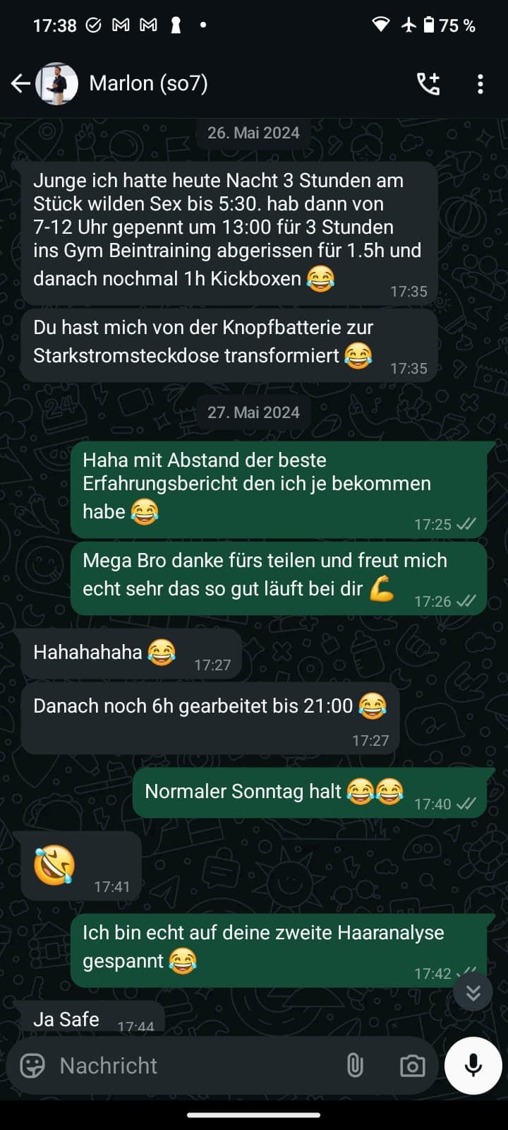 WhatsApp-Nachricht eines Teilnehmers